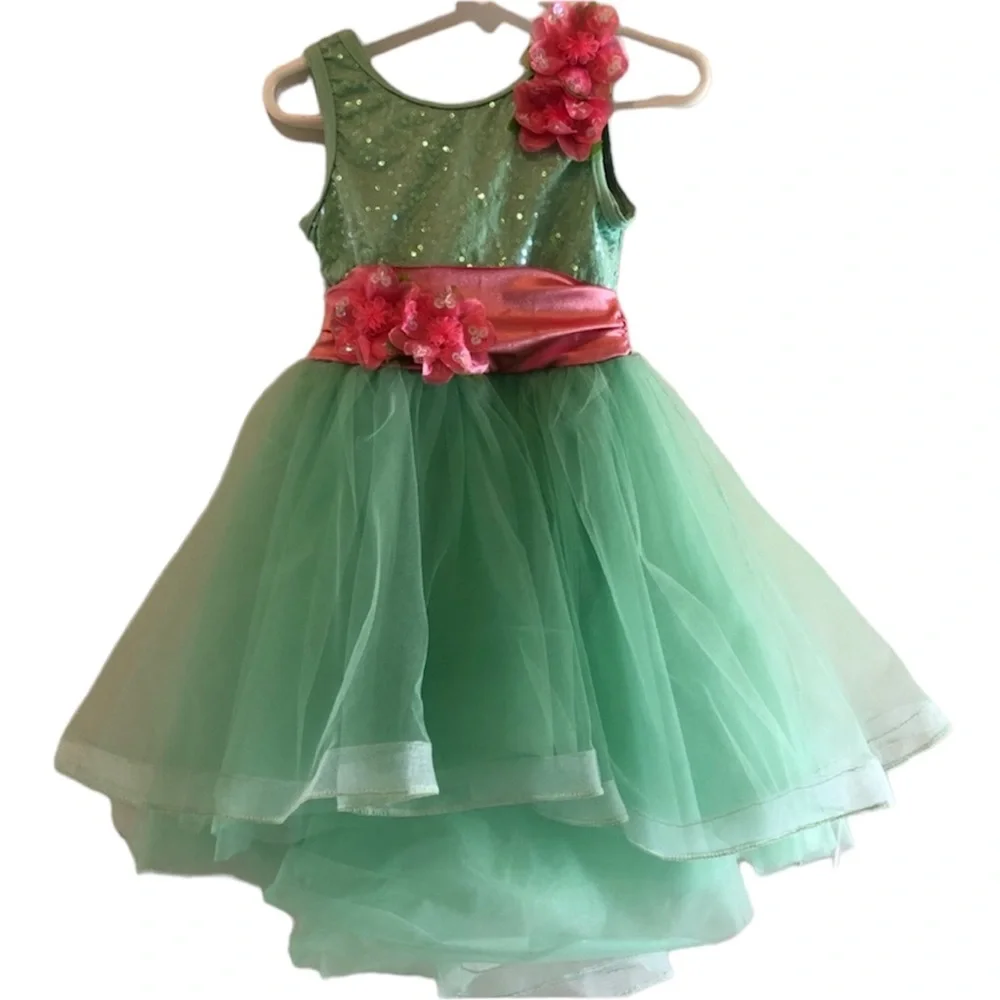 Dance Halloween Costume Mint Green and Pink Girls Size X-Small